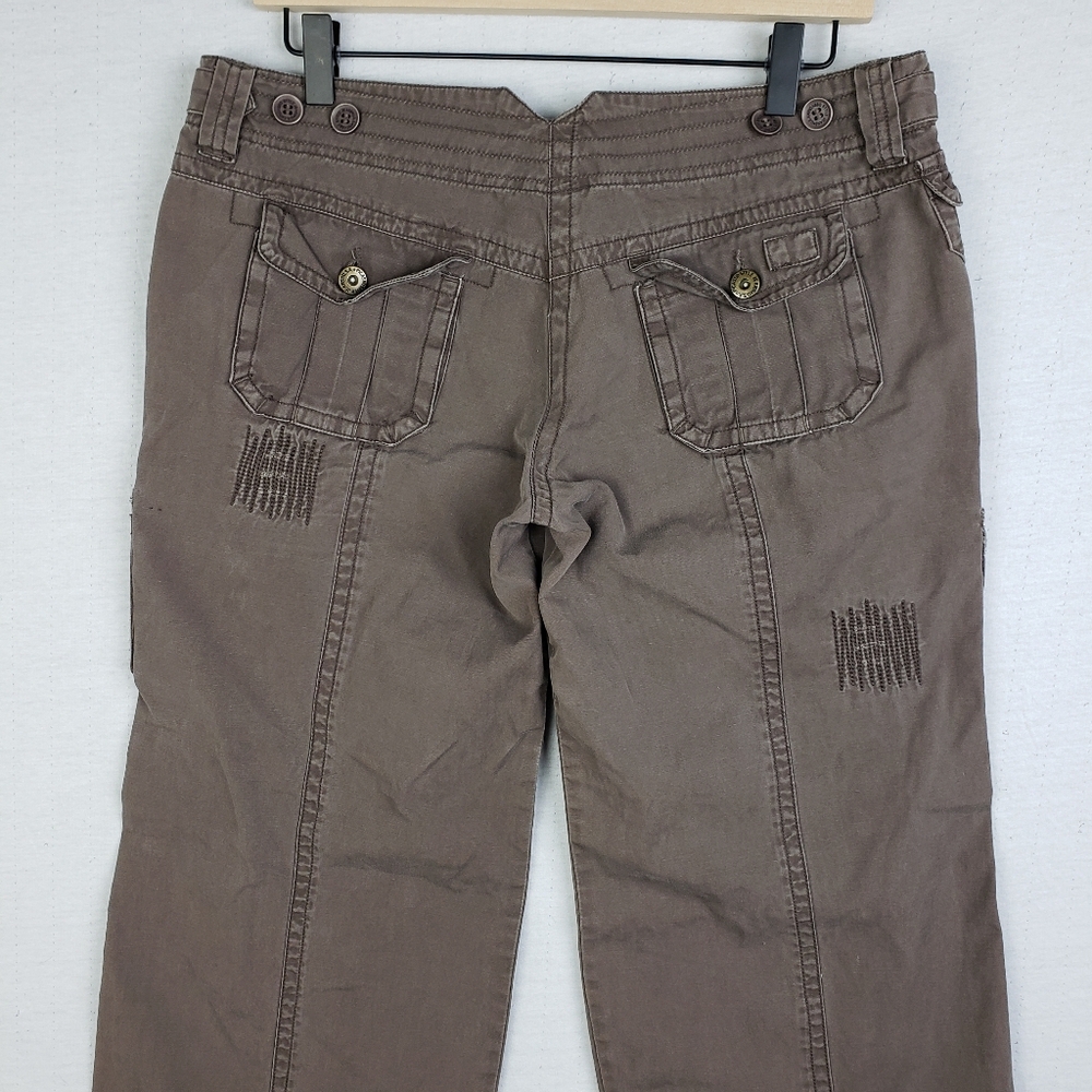 Vintage Y2K Picasso Pants Cargo Baggy Low Rise Relaxed Distressed Taupe Brown L - Picture 13 of 13